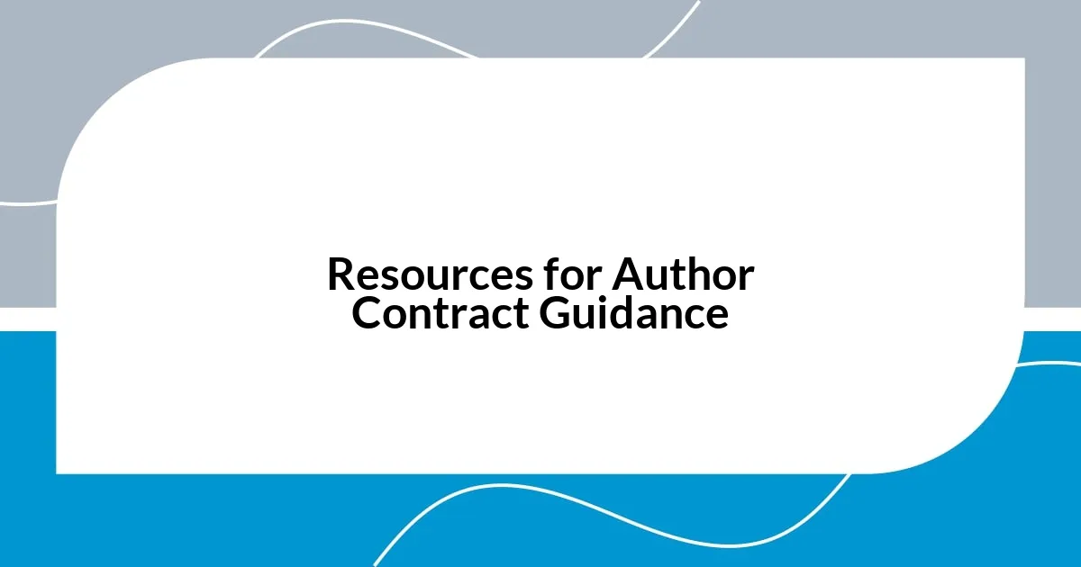 Resources for Author Contract Guidance